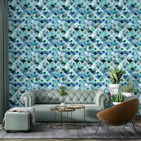Blue vintage style mural wallpaper

