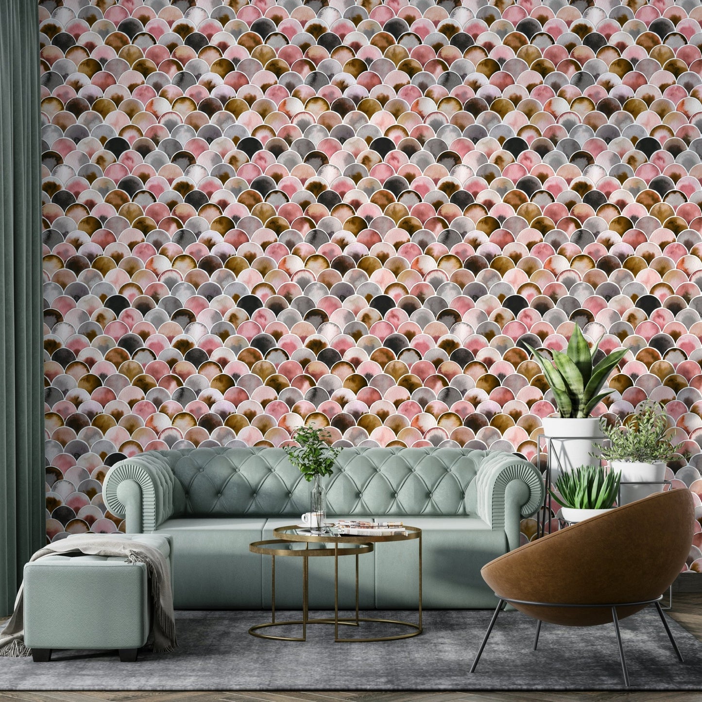Art deco scallop wallpaper pattern

