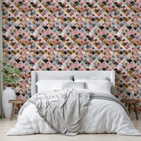 Japandi pink gold wall mural

