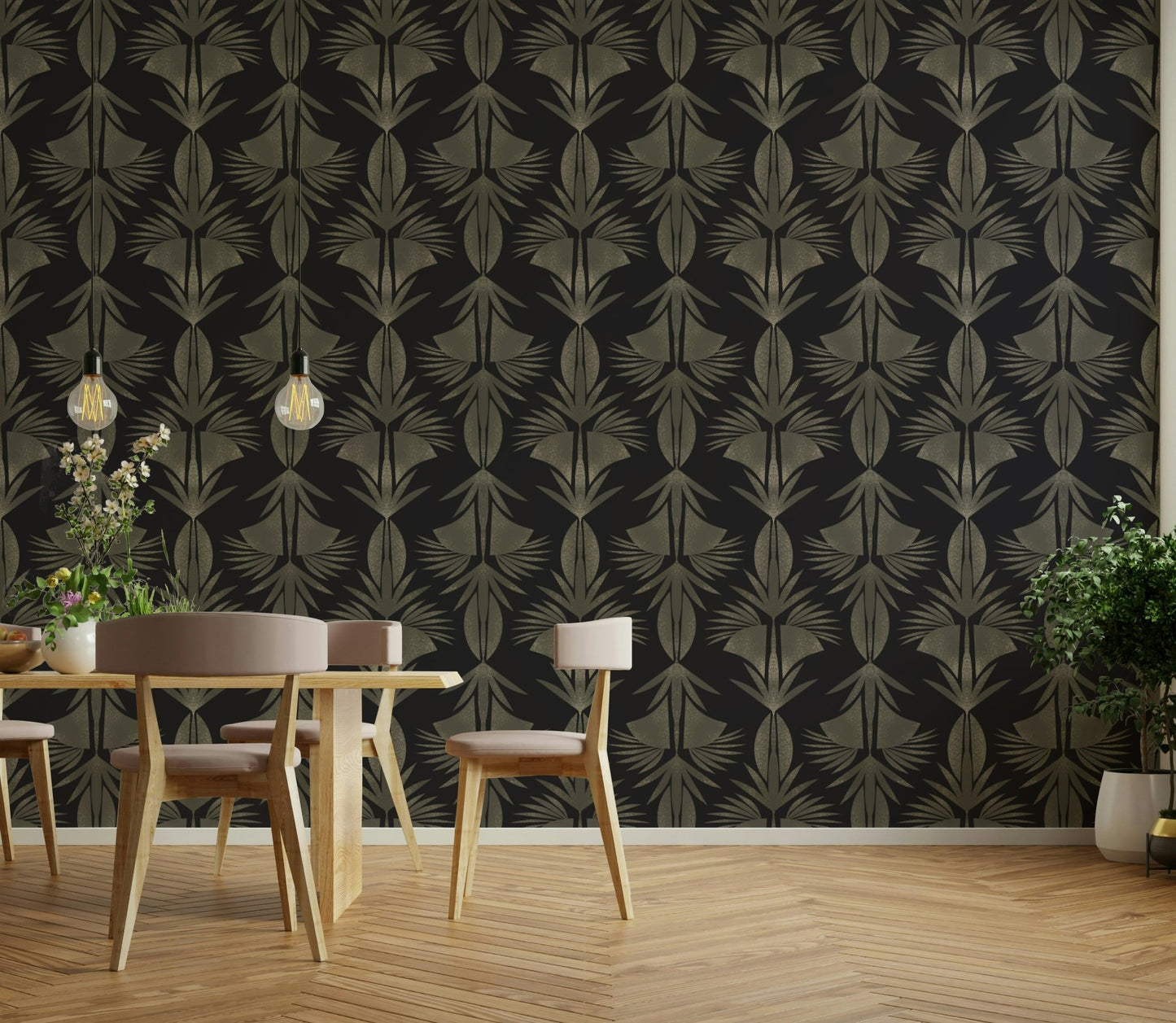 Art Deco Leaf Wallpaper⁠