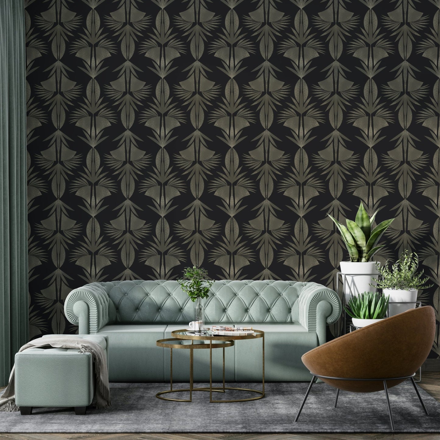 Art Deco Leaf Wallpaper⁠