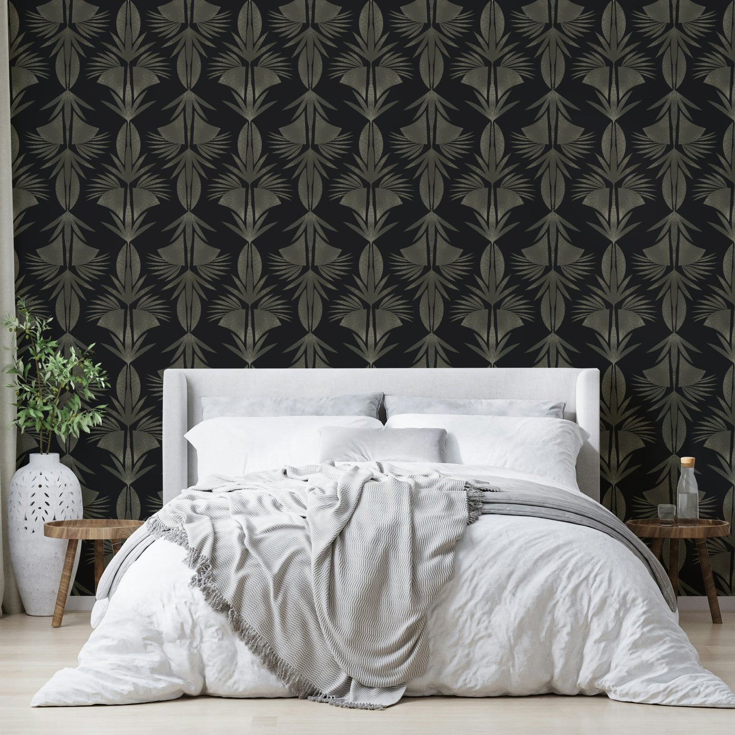 Art Deco Leaf Wallpaper⁠