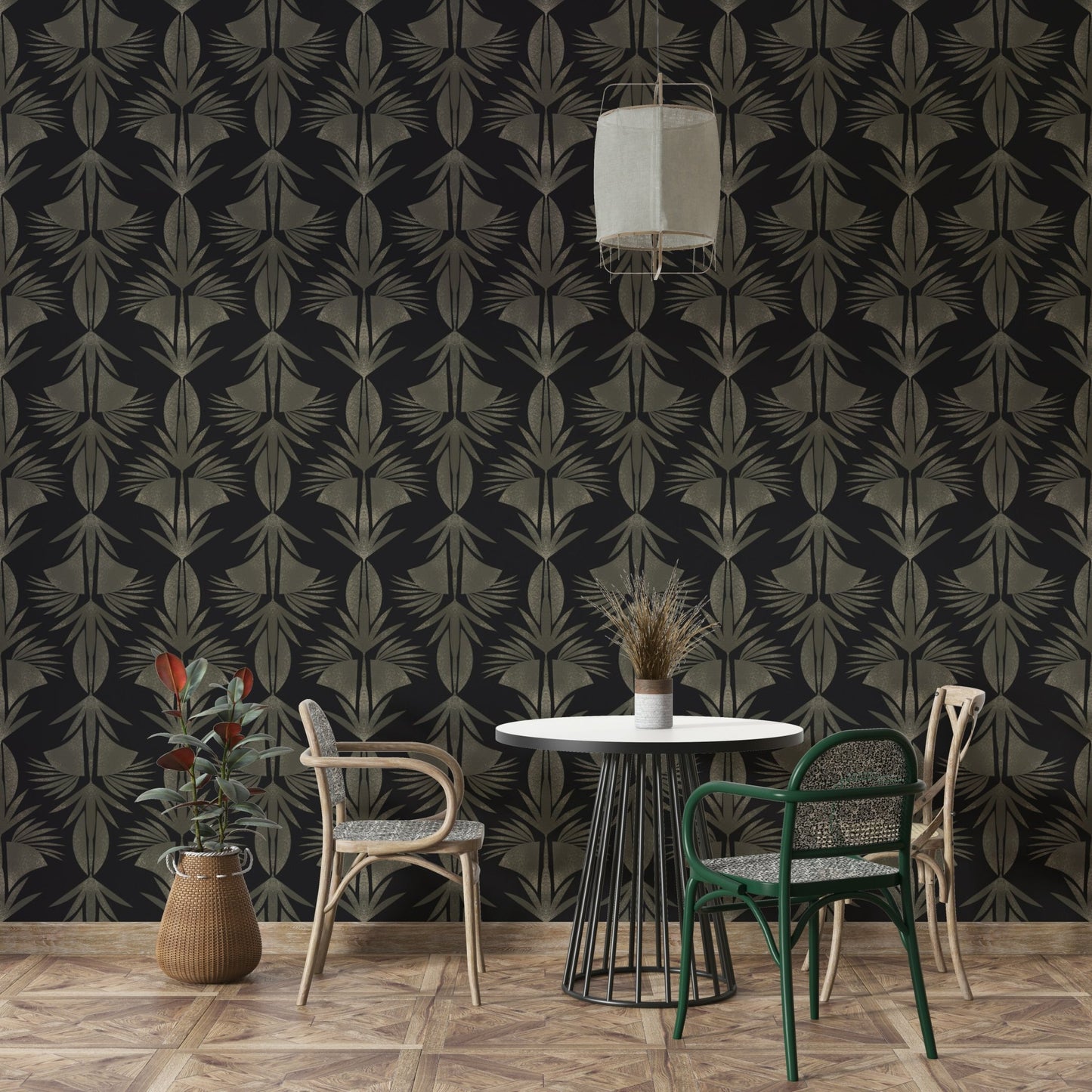 Art Deco Leaf Wallpaper⁠