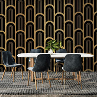Luxury column wallpaper in black and gold, GD1992