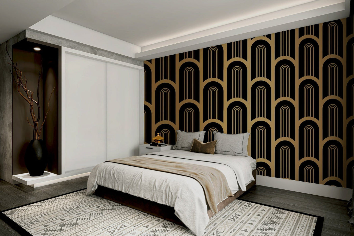 Stylish Art Deco mural with vertical columns, GD1992