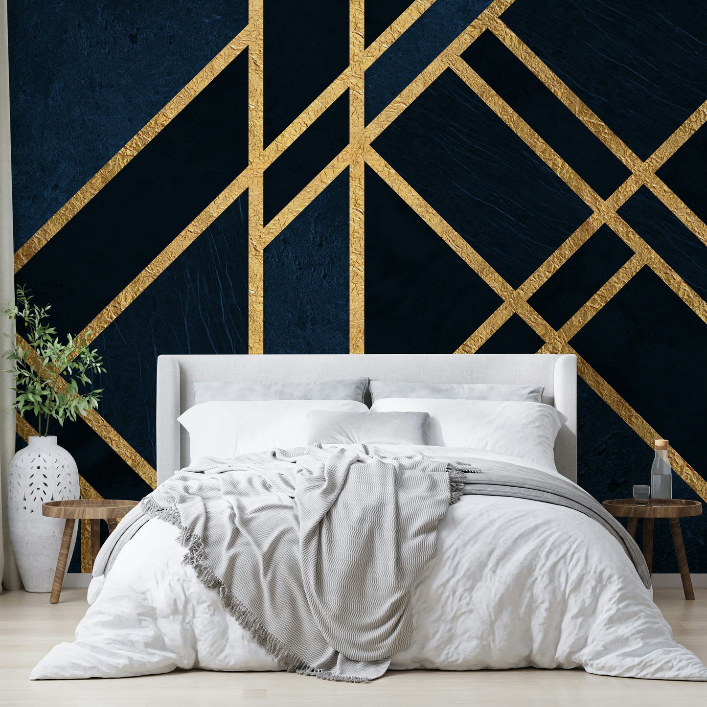 Art Deco Navy Blue and Gold Luxe Wall Mural