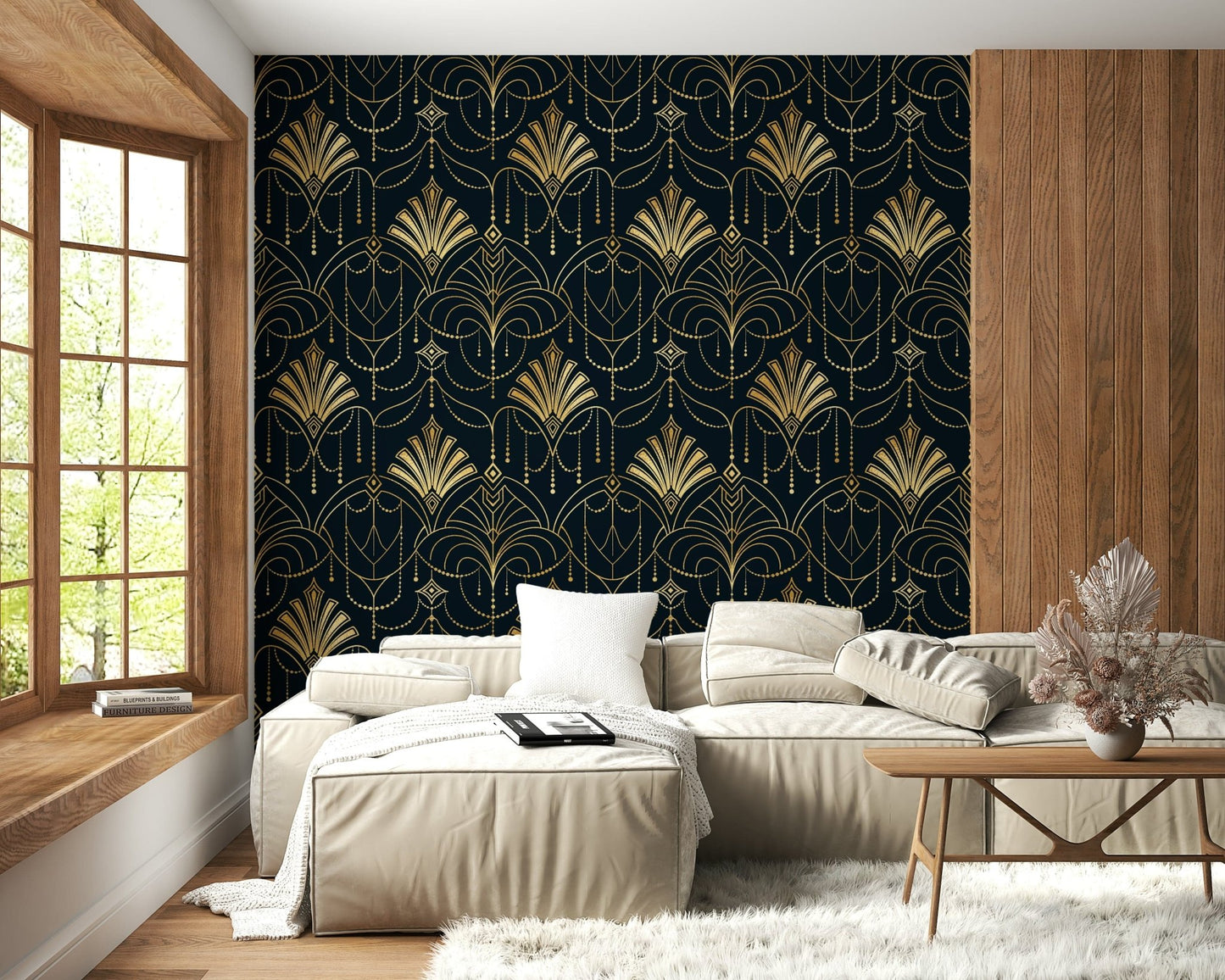 A graceful subtle pattern wall mural in rich, lavish tones., GD5942