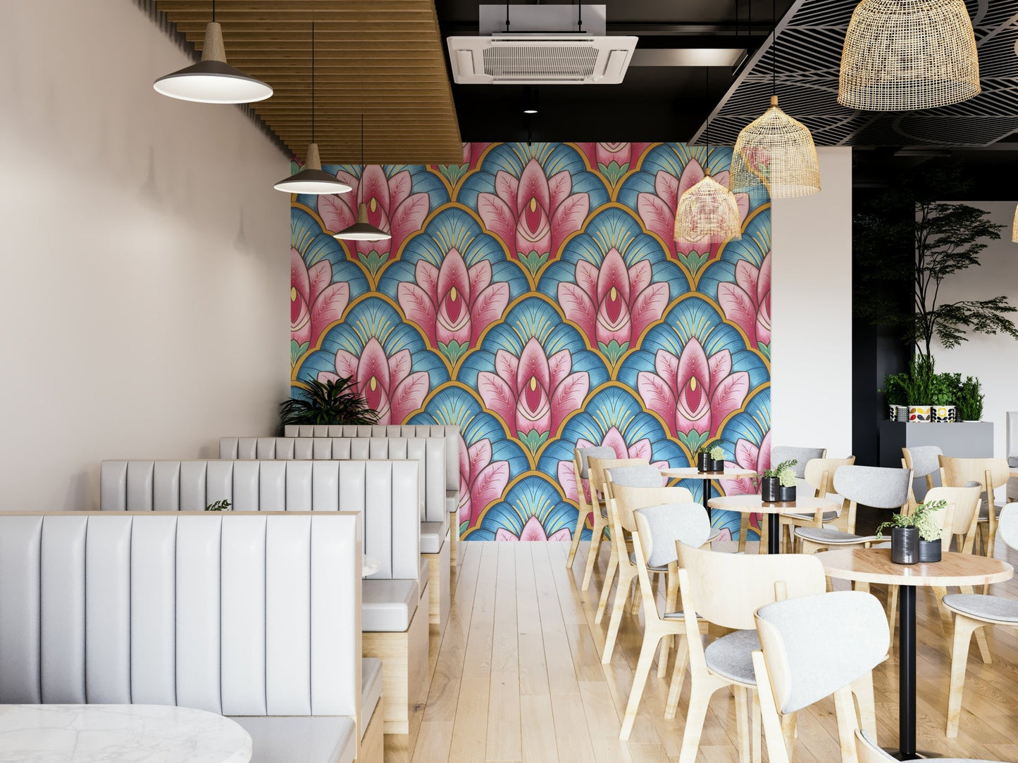 Art Deco Pink Lotus Wallpaper⁠ GD3937