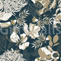 Botanical detailing gives Art Deco Teal Floral wallpaper a classic look