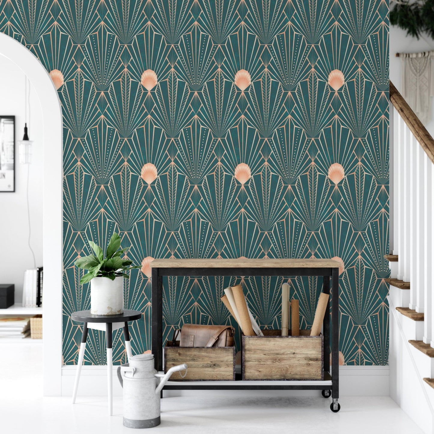 Art Deco Teal & Rose Gold Geometric - The New Twenties