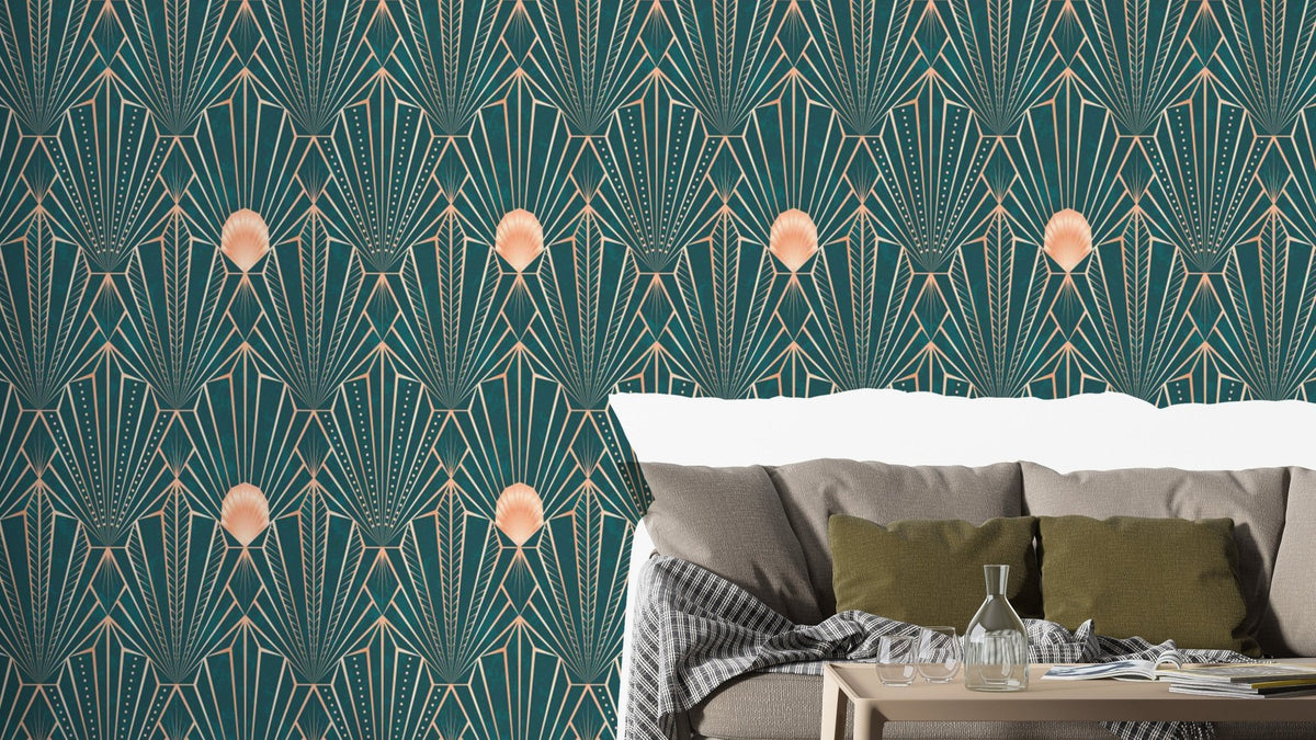 Art Deco Teal & Rose Gold Geometric - The New Twenties GD125