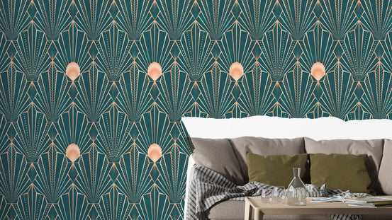 Art Deco Teal & Rose Gold Geometric - The New Twenties GD125