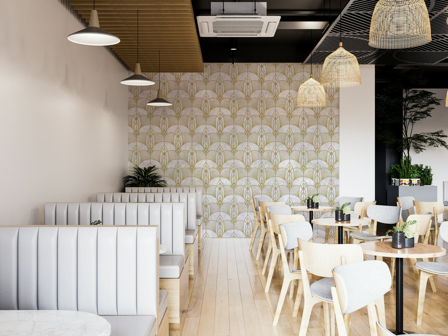 Art Deco White Glamour Wallpaper⁠