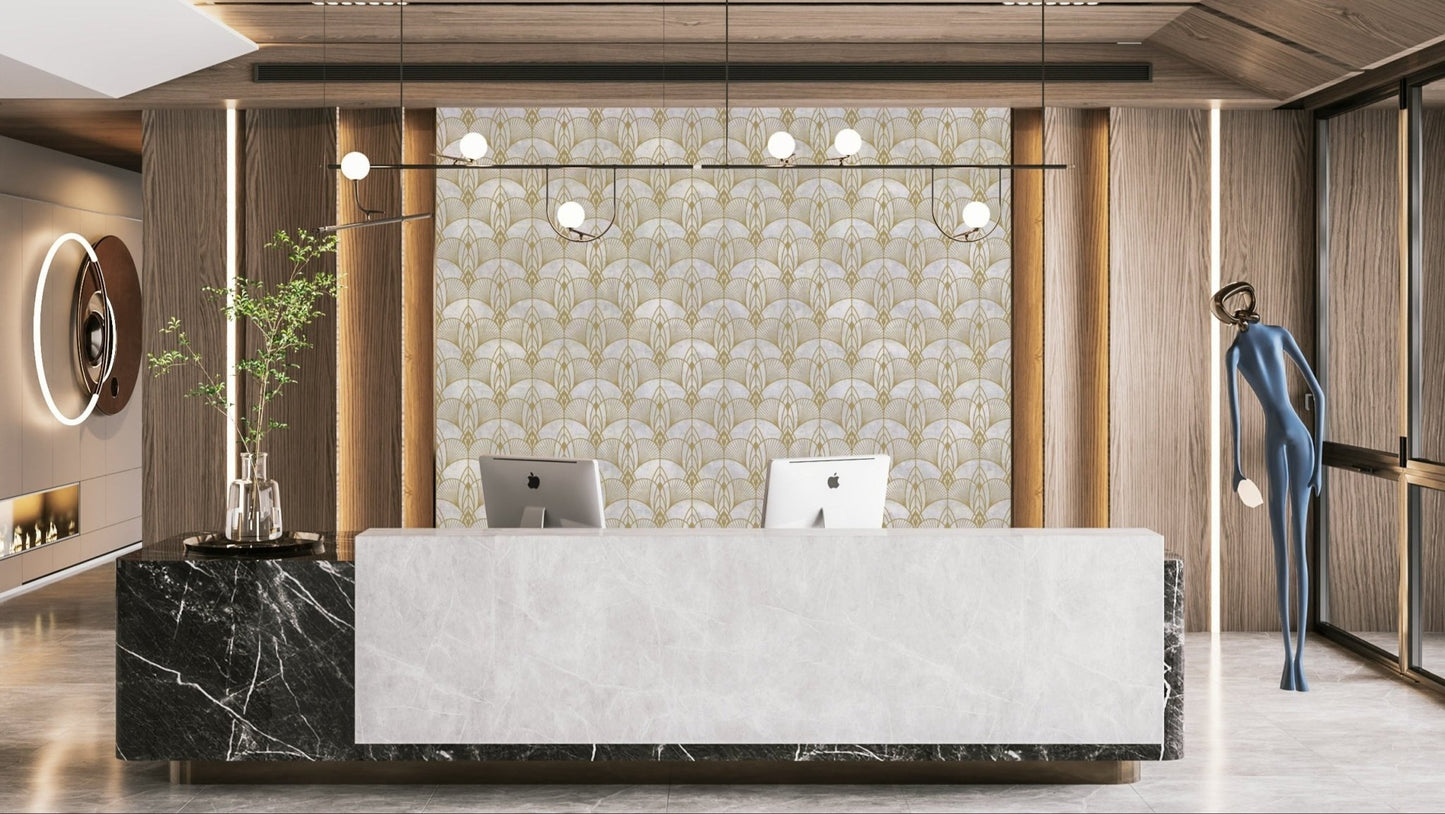 Art Deco White Glamour Wallpaper⁠