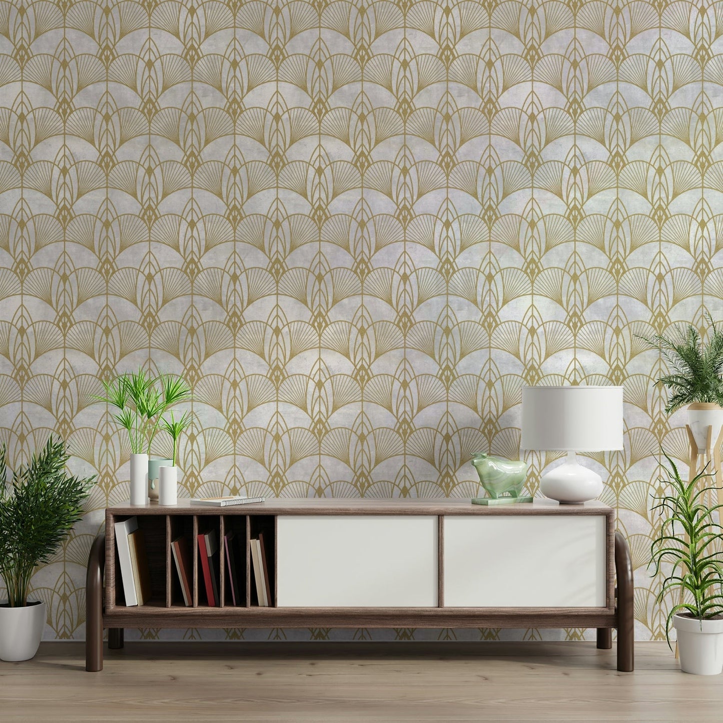 Art Deco White Glamour Wallpaper⁠