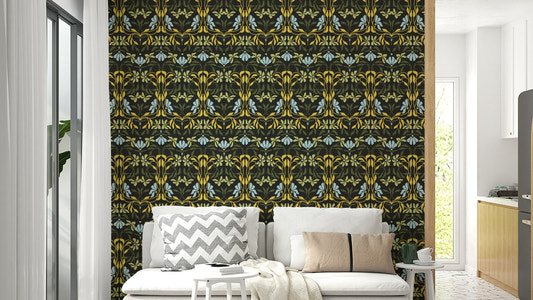 Bloom fusion mural with flowing floral lines

