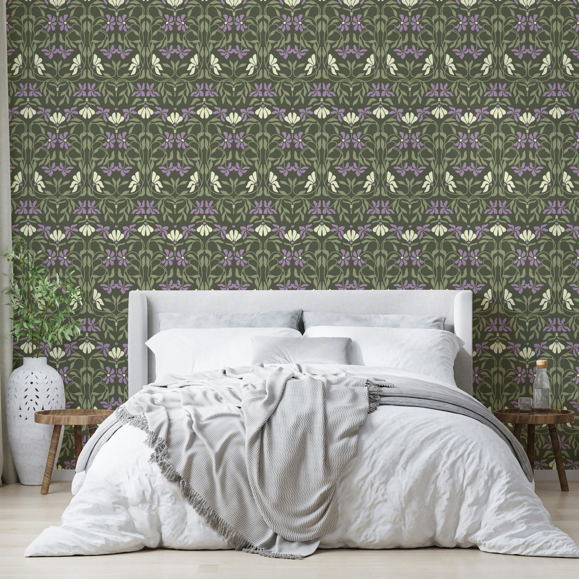 Floral wall design with Art Nouveau elegance