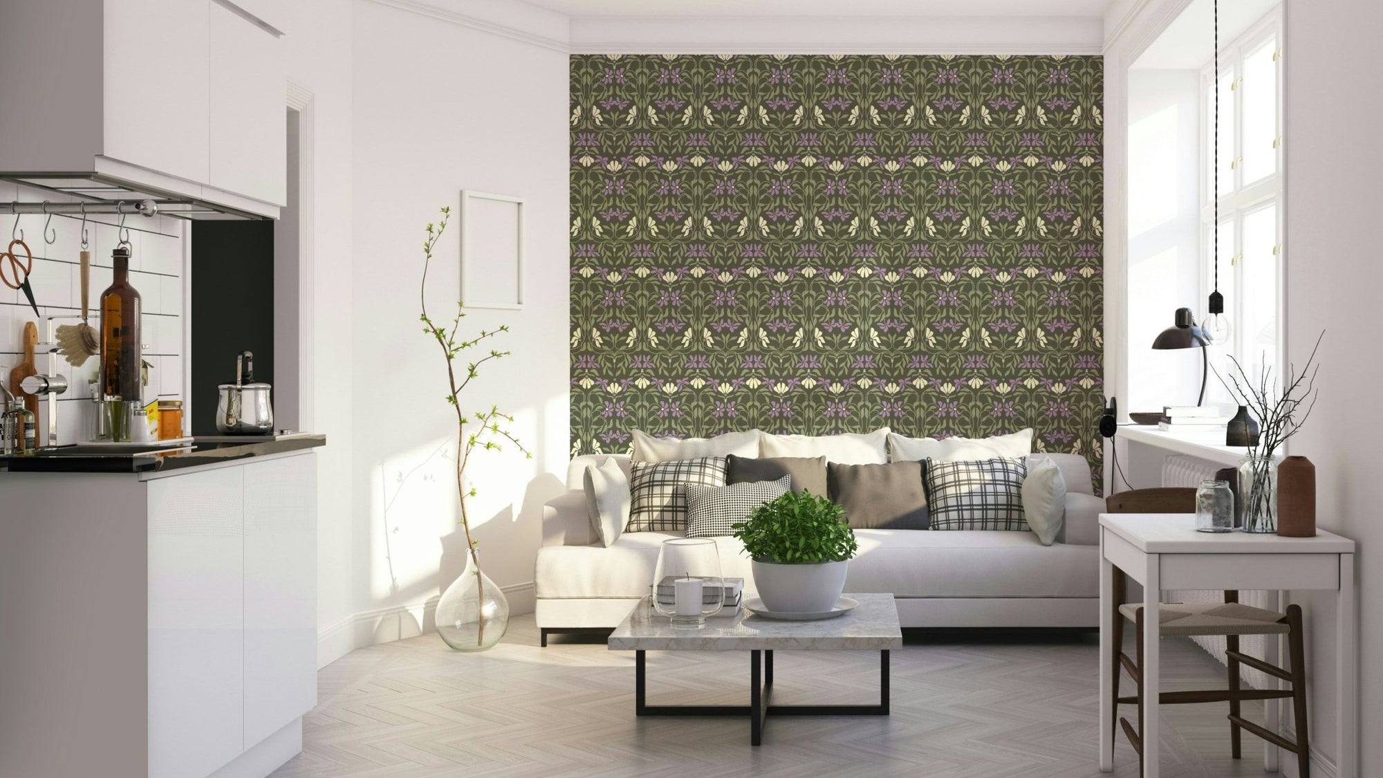 Stylized floral mural in Art Nouveau design
 GD711
