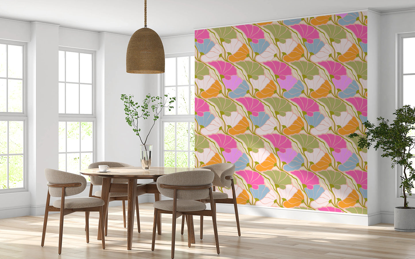 Art Nouveau Botanica Fan Flow - Bloom Burst Wallpaper⁠