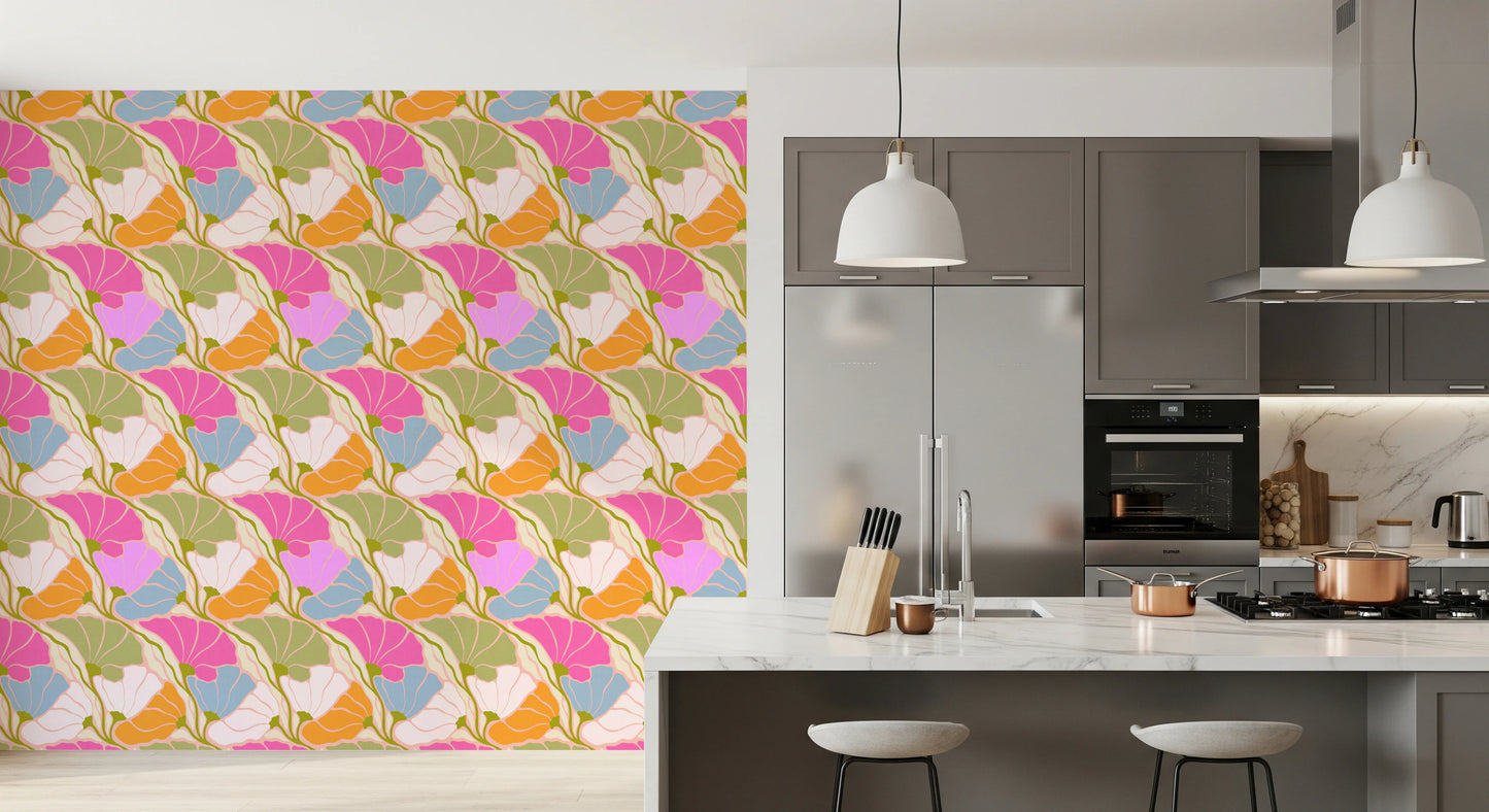 Art Nouveau Botanica Fan Flow - Bloom Burst Wallpaper⁠