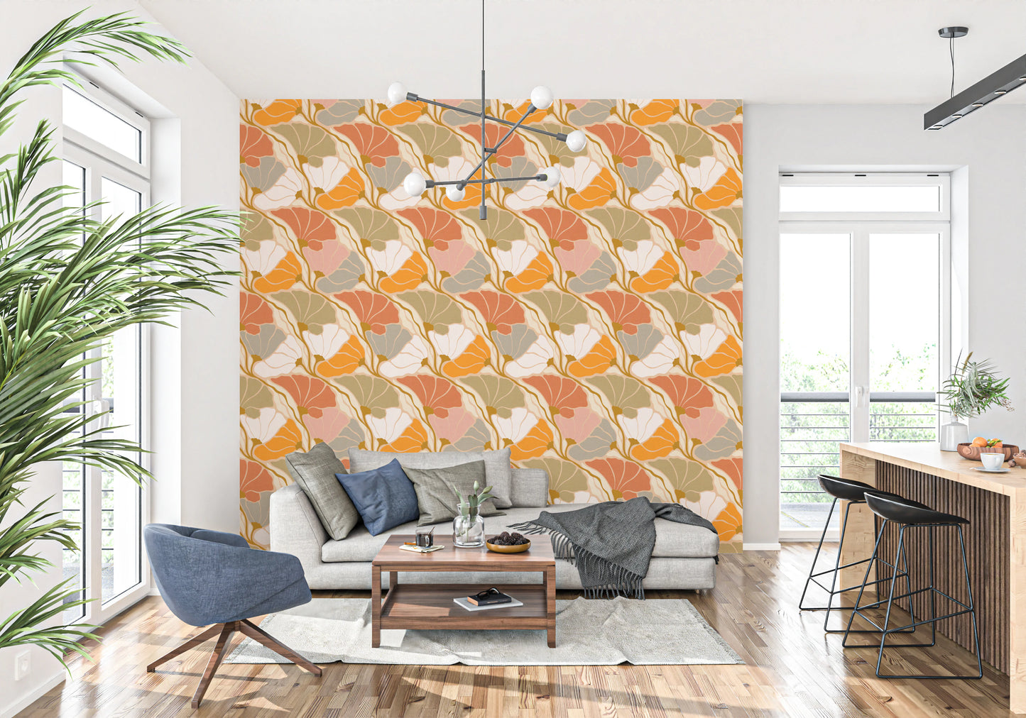 Art Nouveau Botanica Fan Flow - Cosy Blooms Wallpaper⁠