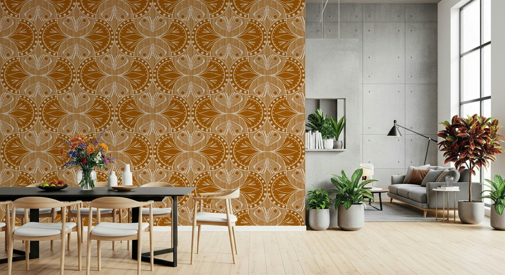 Art Nouveau Butterfly or Floral in Burnt Orange rustic bold textured peel and stick.