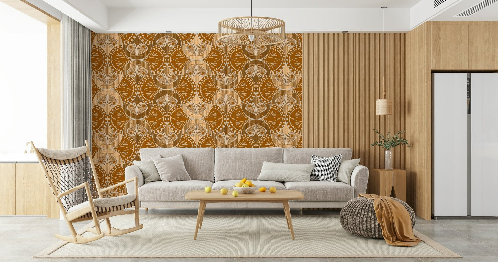 Art Nouveau Butterfly or Floral in Burnt Orange sepia insect nature pattern wall art.