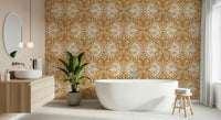 Decorative Art Nouveau Butterfly or Floral in Cream or Burnt Orange wall mural print.