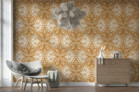Art Nouveau Butterfly Floral $\mid$ Exquisite cream burnt orange wallpaper.
