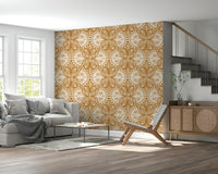 Classic Art Nouveau Butterfly or Floral in Cream or Burnt Orange wallpaper motif.