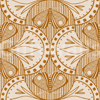 Bohemian Art Nouveau Butterfly or Floral in Cream or Burnt Orange earthen wall mural.
