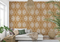 Stylish Art Nouveau Butterfly or Floral in Cream or Burnt Orange wall mural décor.