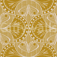 Art Nouveau Butterfly Floral Mustard Gold Wallpaper⁠