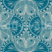 Art Nouveau Butterfly Floral Teal Blue Wallpaper⁠