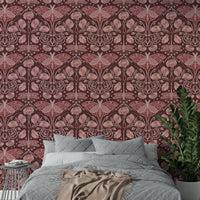 Decorative poppy wallpaper with vintage detailing

