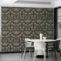 Sepia wallpaper featuring Luna moth and florals

