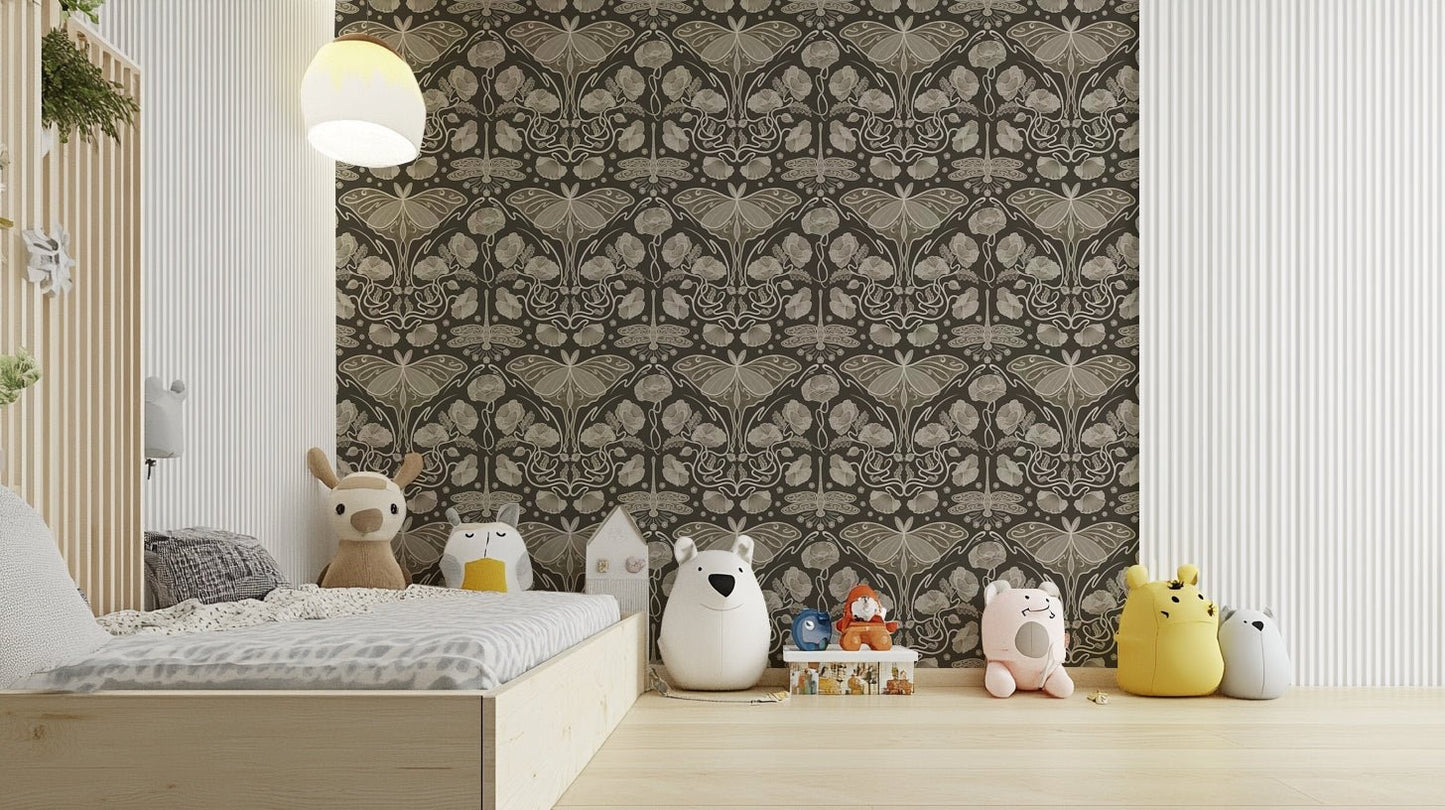 Classic Art Nouveau design in soft sepia palette

