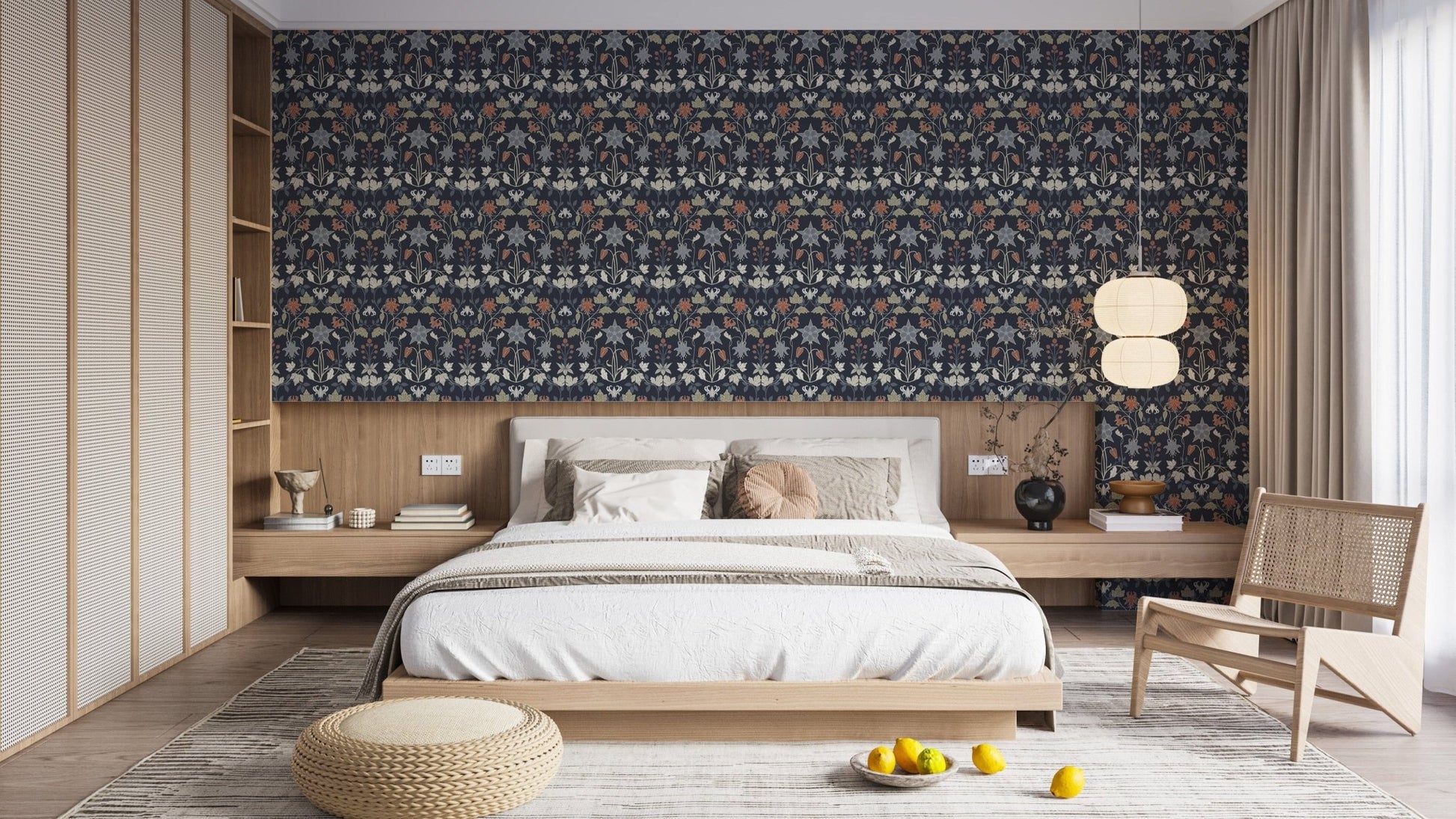 Nouveau-inspired floral wallpaper in rich hues