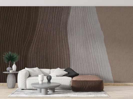 Abstract wavy brown lines wallpaper design C517

