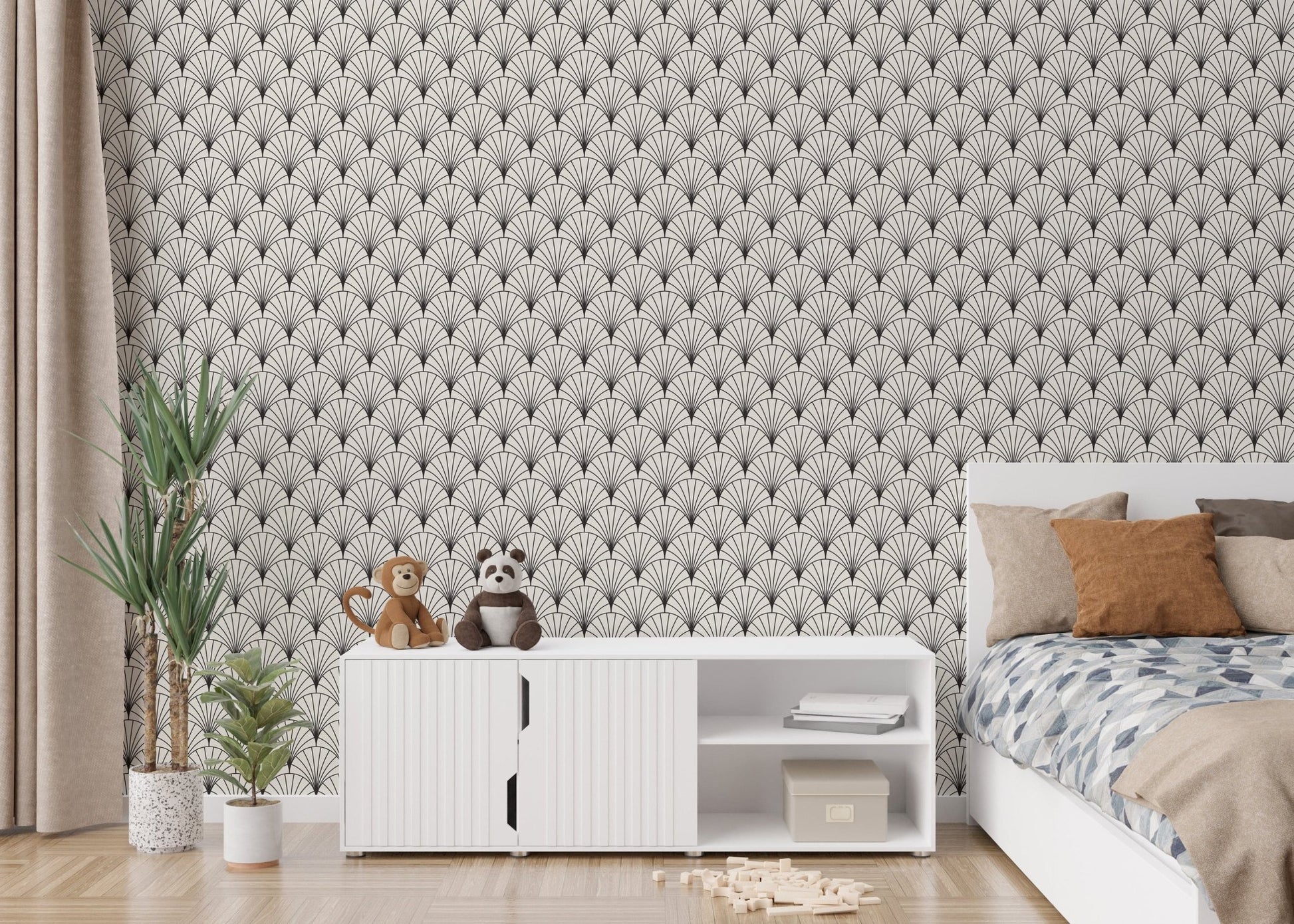 Classic art deco wallpaper with arch design
