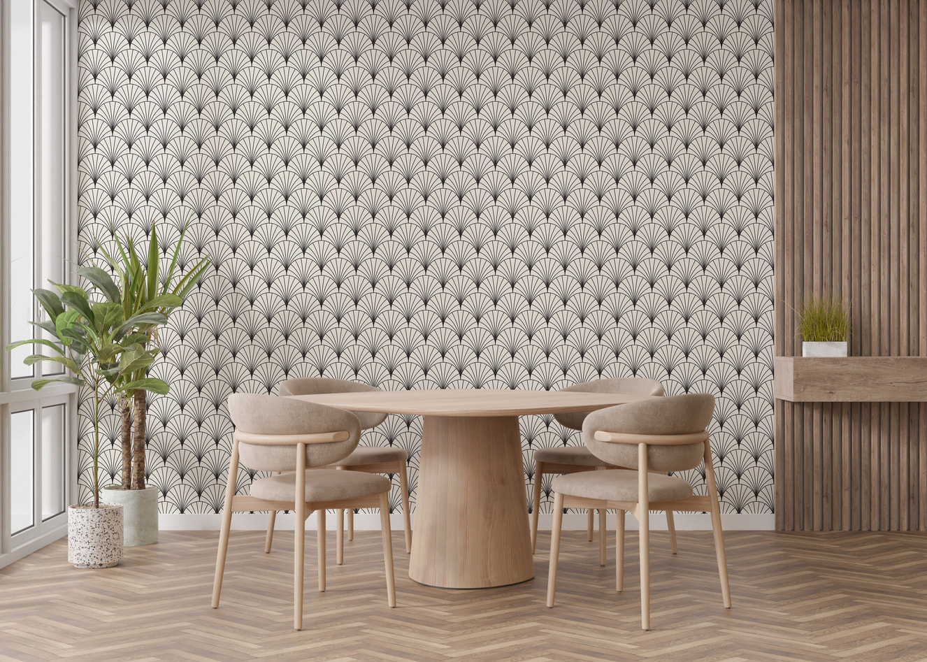 Elegant art deco black arch wallpaper
