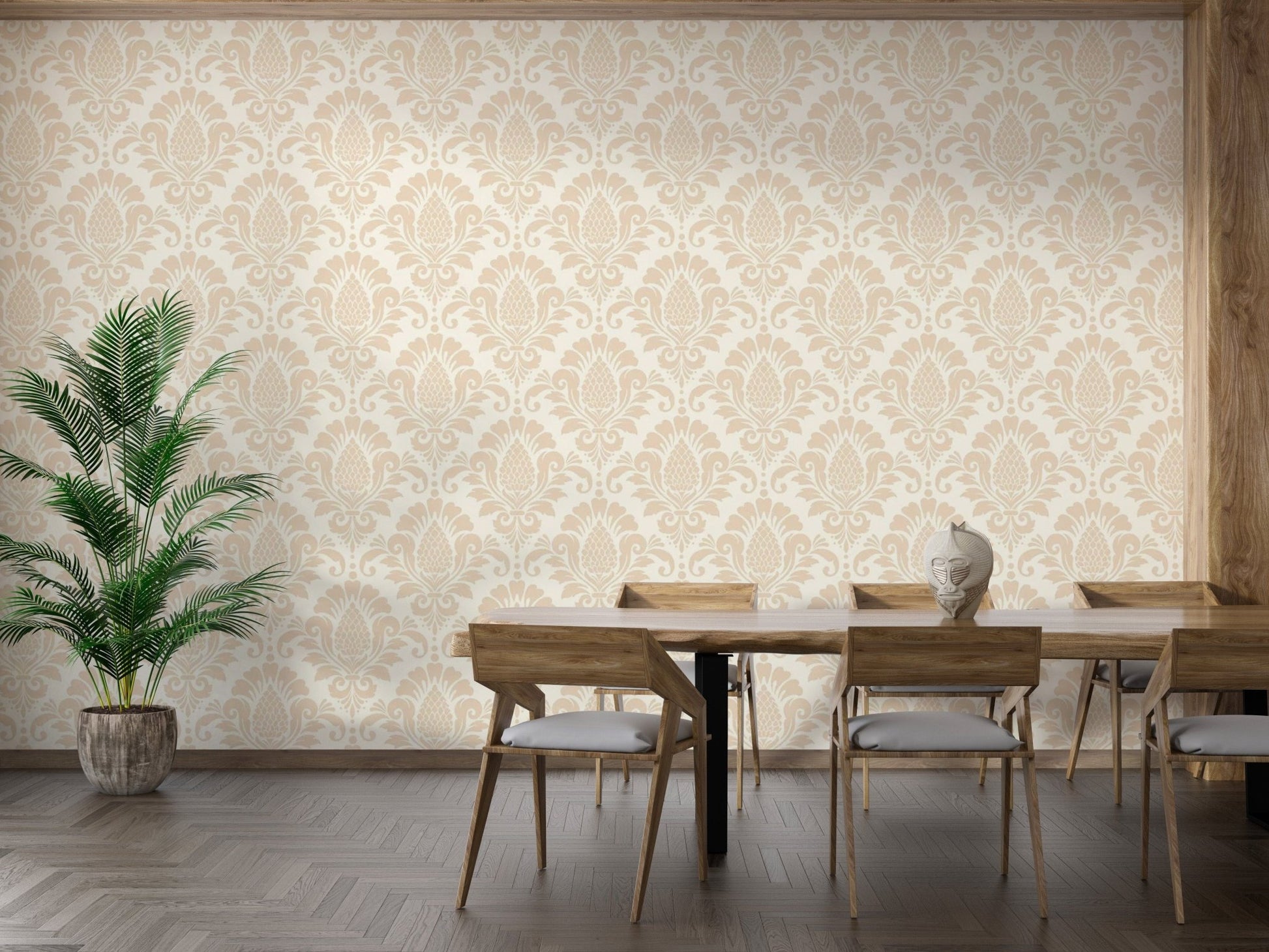 Subtle beige damask pattern for elegant homes
