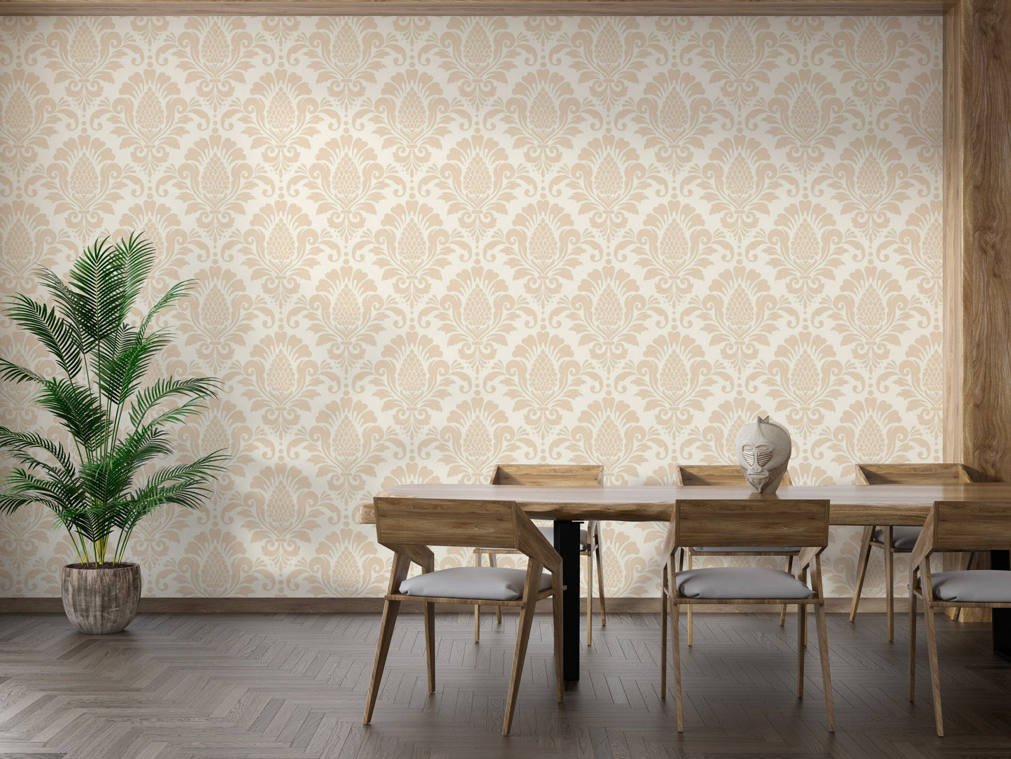 Subtle beige damask pattern for elegant homes
