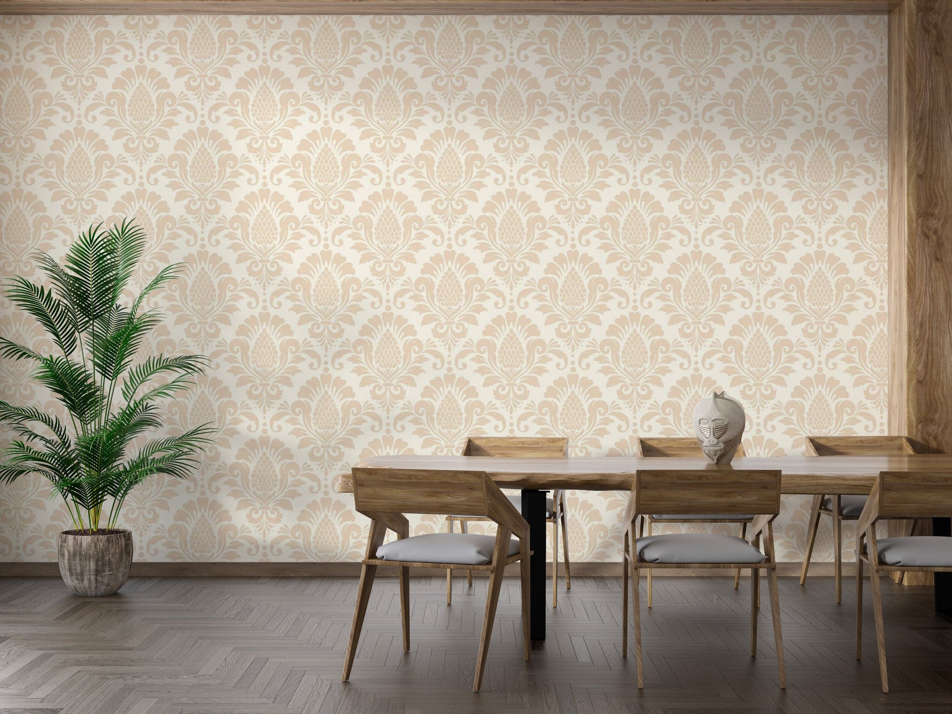 Subtle beige damask pattern for elegant homes
