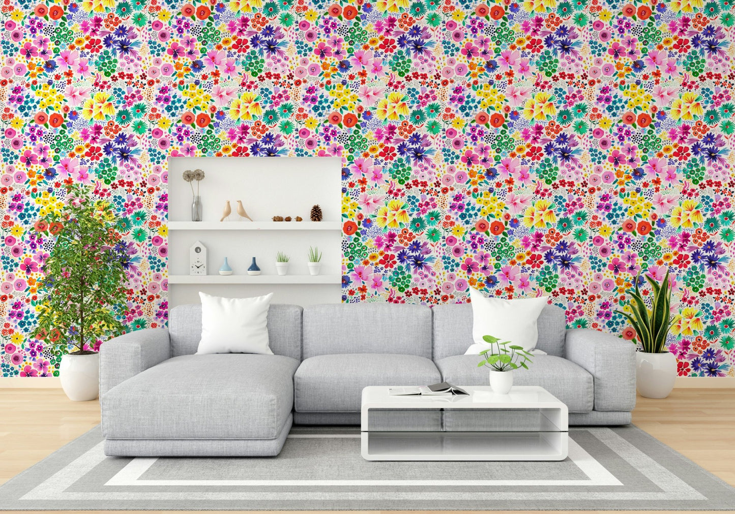 Joyful botanical mural for walls

