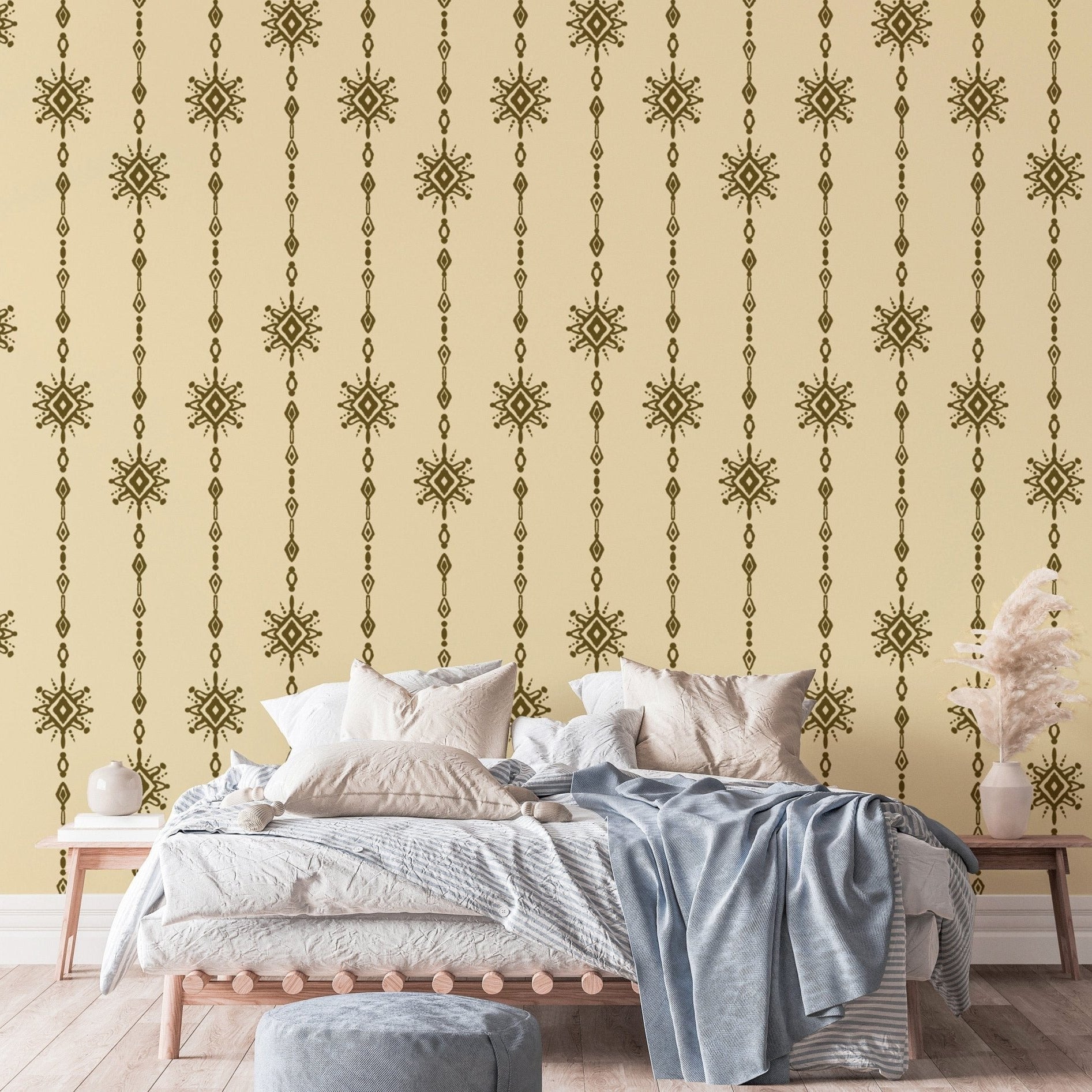 Artistic bead curtain-inspired wallpaper for contemporary spaces. RNM10
