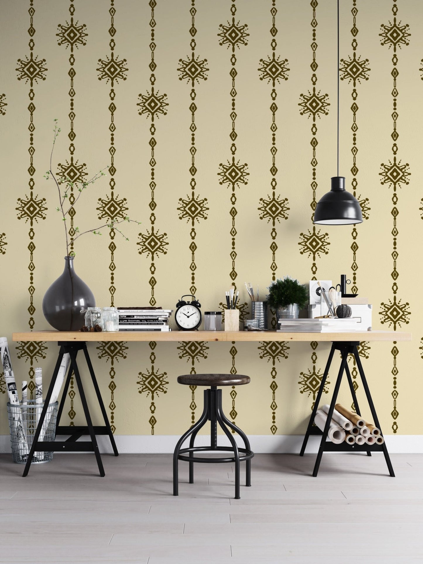 Elegant bead curtain wallpaper for chic and artistic walls. RNM10

