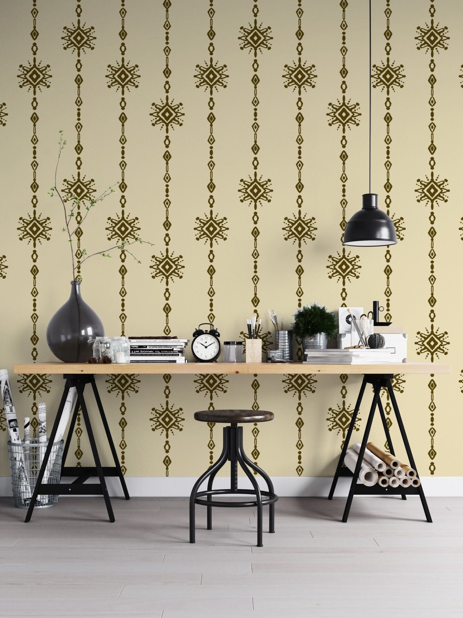 Elegant bead curtain wallpaper for chic and artistic walls. RNM10
