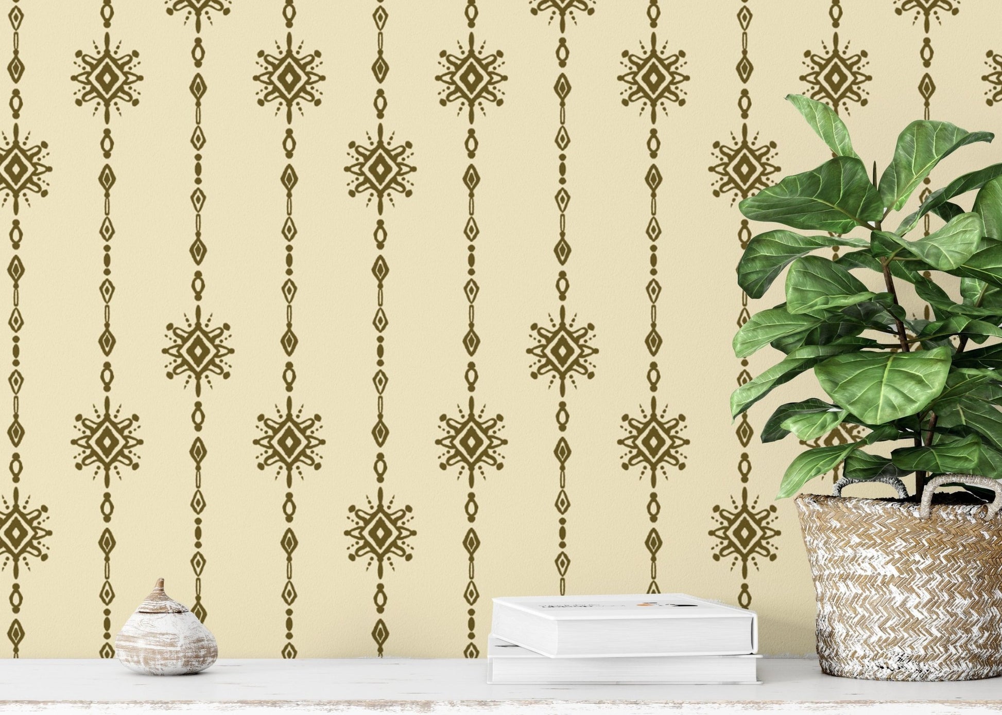 Unique artistic bead curtain design wallpaper for statement decor. RNM10
