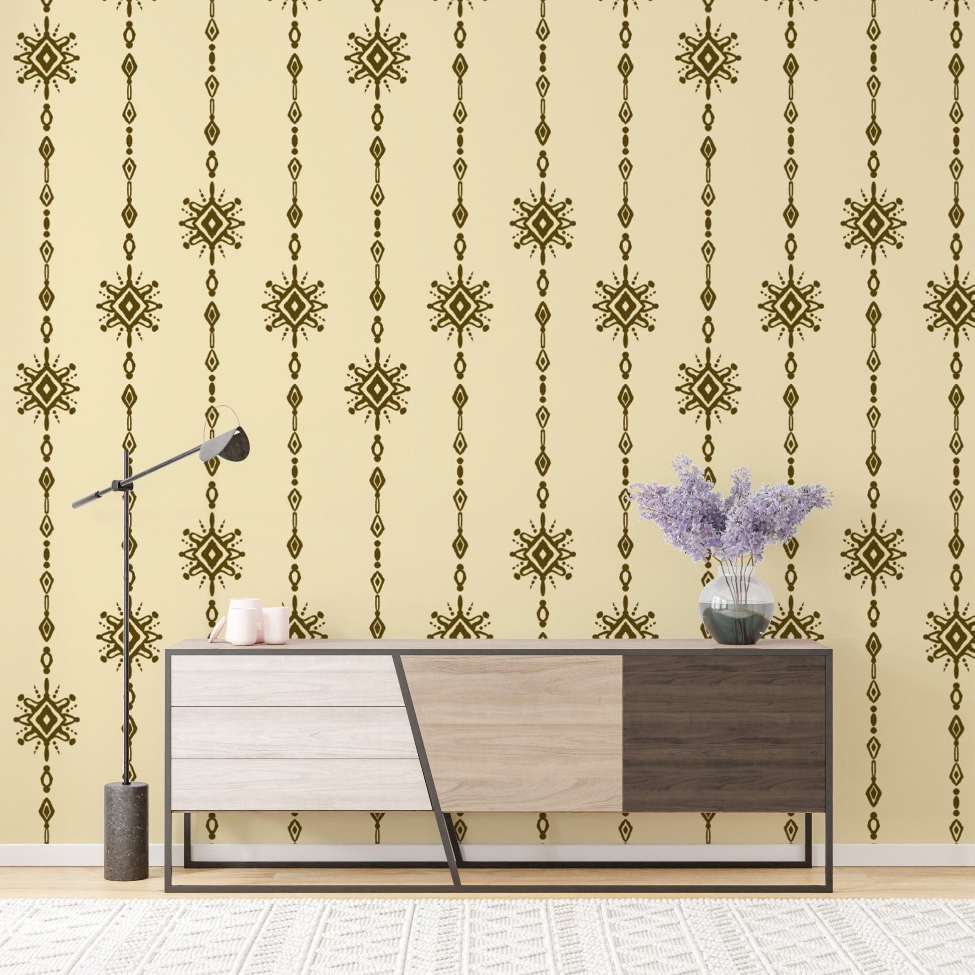 Bold artistic bead curtain wallpaper for dramatic wall styling. RNM10
